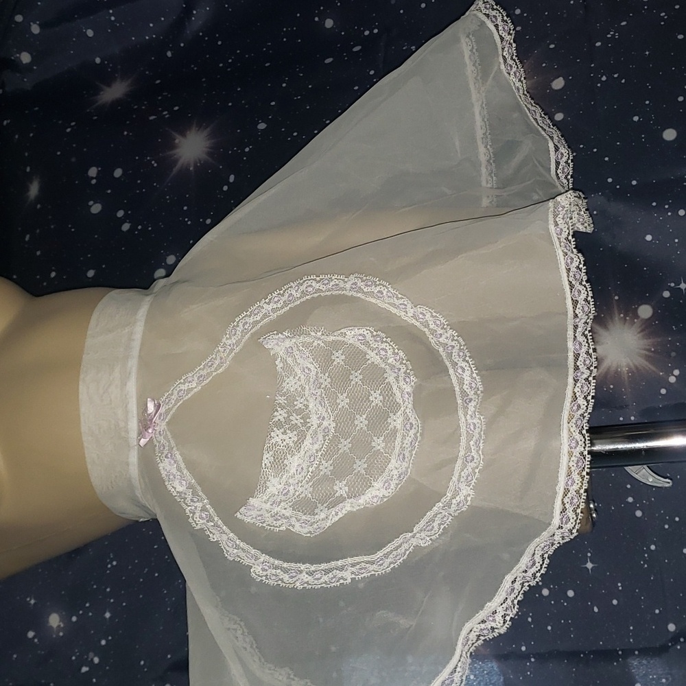 Vintage sheer nylon 1950s apron lace see through chiffon